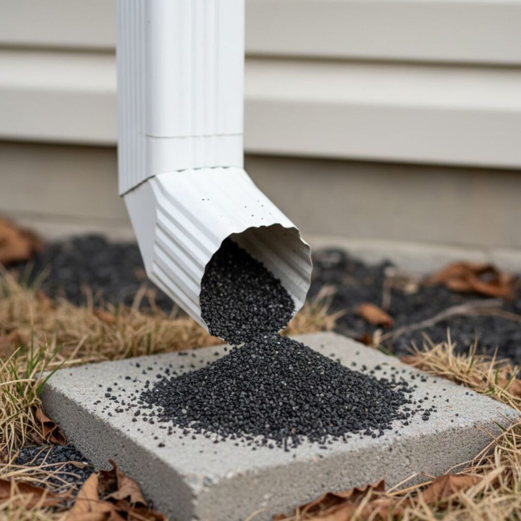 Granules in Gutters and Downspouts​