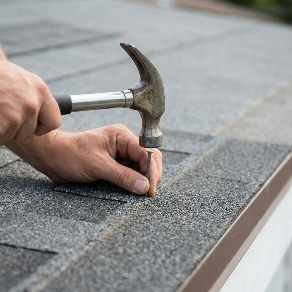 Nailing in shingles