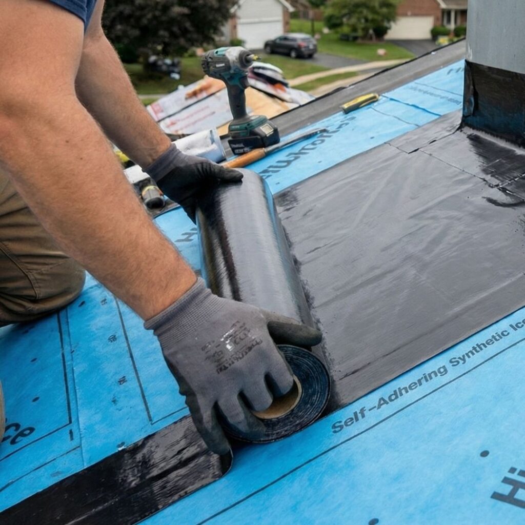 Applying a waterproof underlayment in a valley provides crucial leak protection.