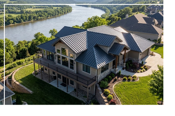 arial view of metal roof