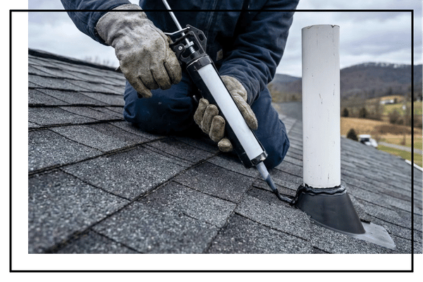 roofer sealing roof pipe